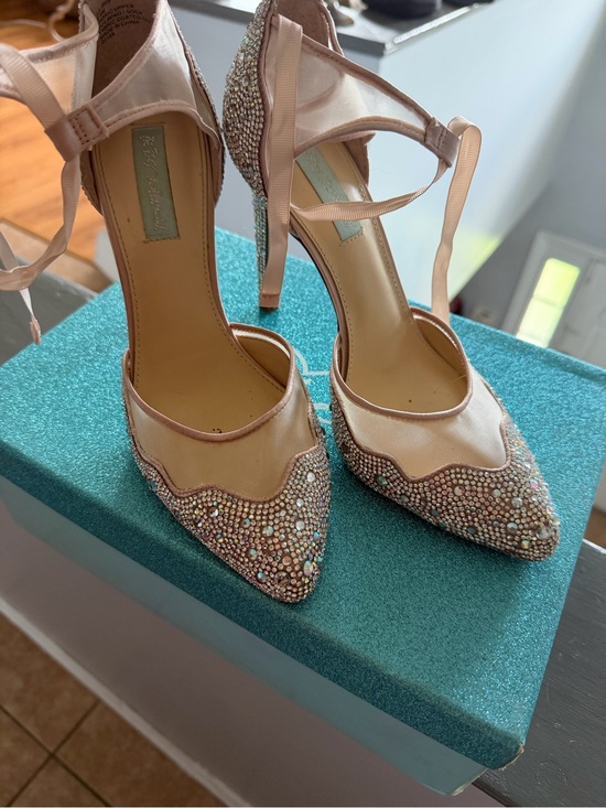 Betsey Johnson Shoes - Betsey Johnson Blush Pink Crystal Pointed-Toe Stiletto Heels